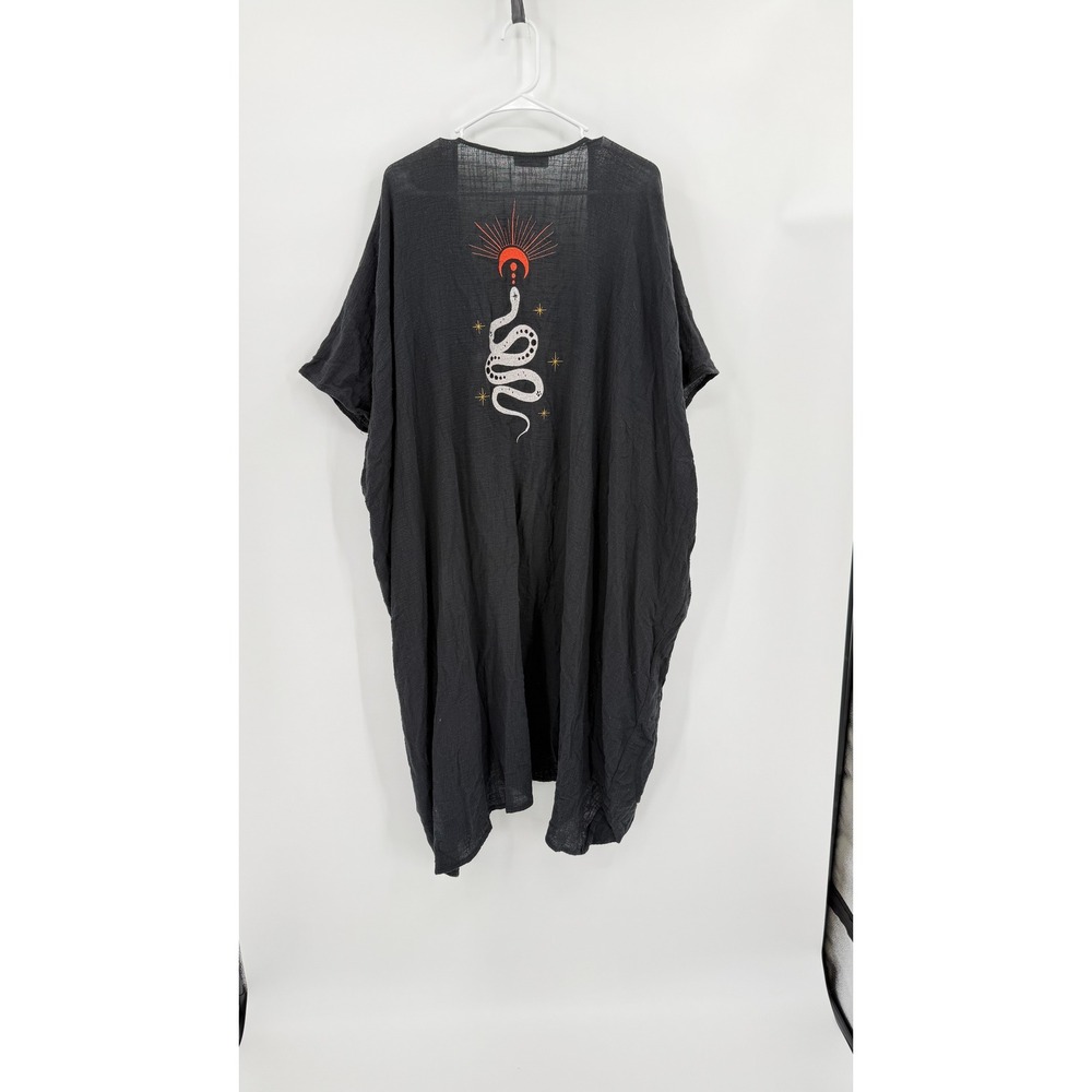 Nomadic Sister Black Gauze Kimono Robe Snake Celestial Sun Moon Embroidery OS